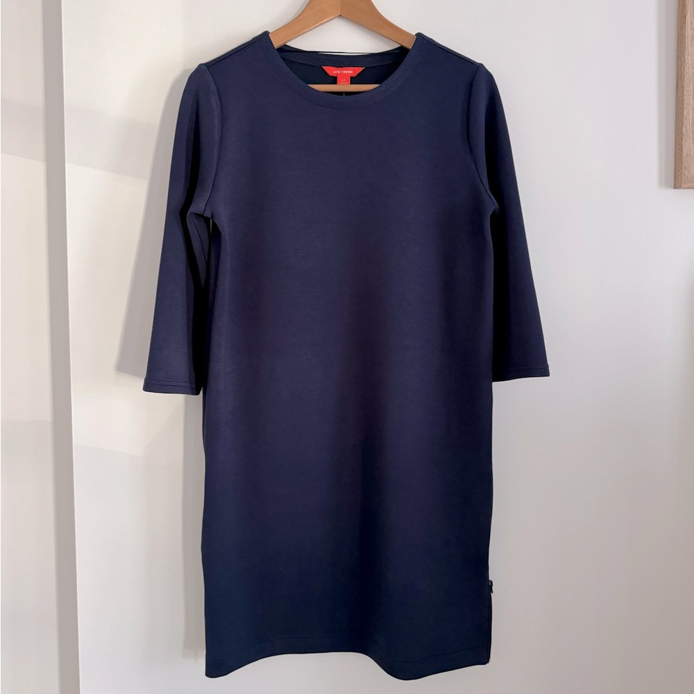 Joe Fresh Shift Dress with sleeves, navy, size small